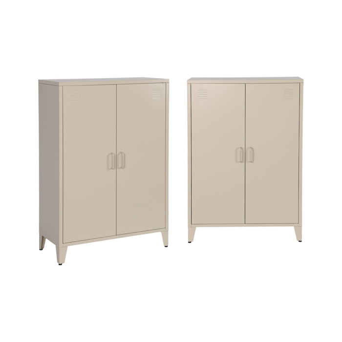 Commode/armoire métal 2 portes (lot de 2) SOHO
