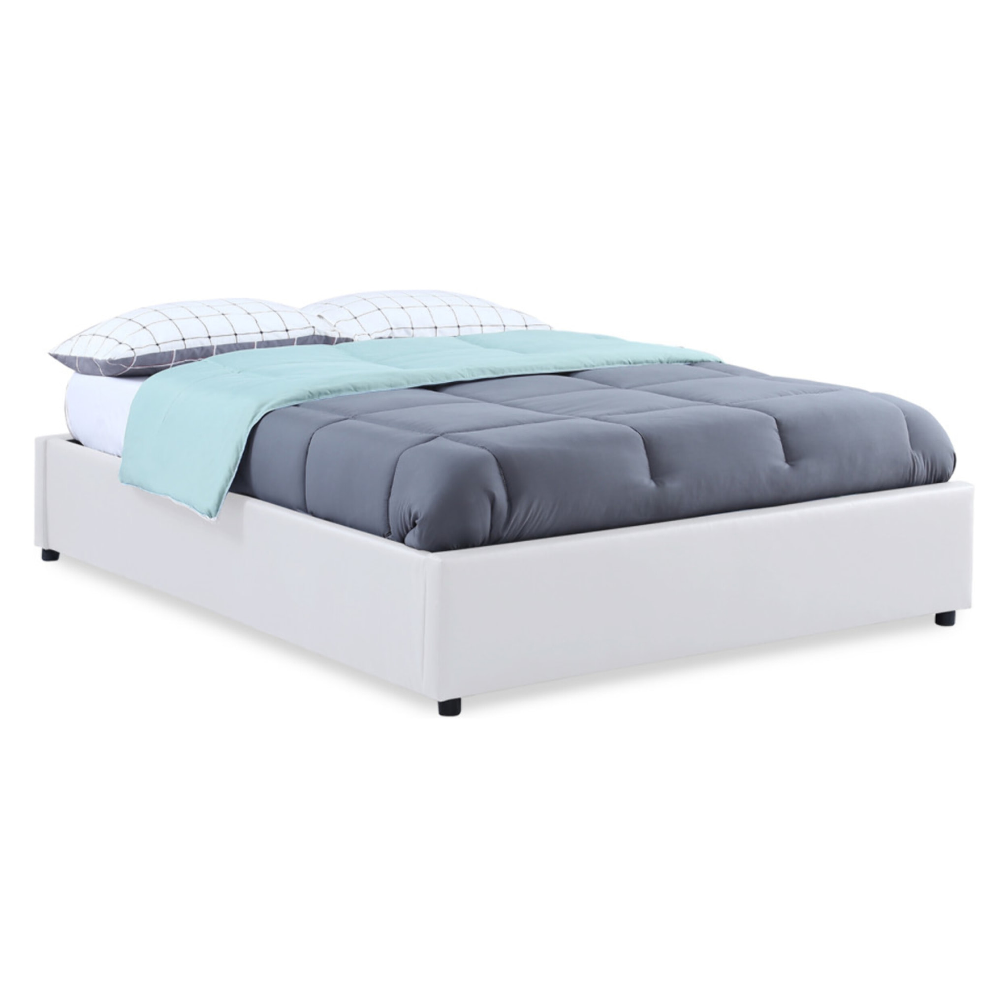 Lit coffre Otto en similicuir blanc avec sommier 140x190cm