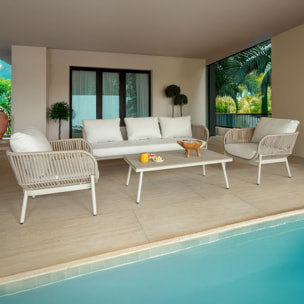 Salon de jardin 5 places en aluminium beige FIGARI