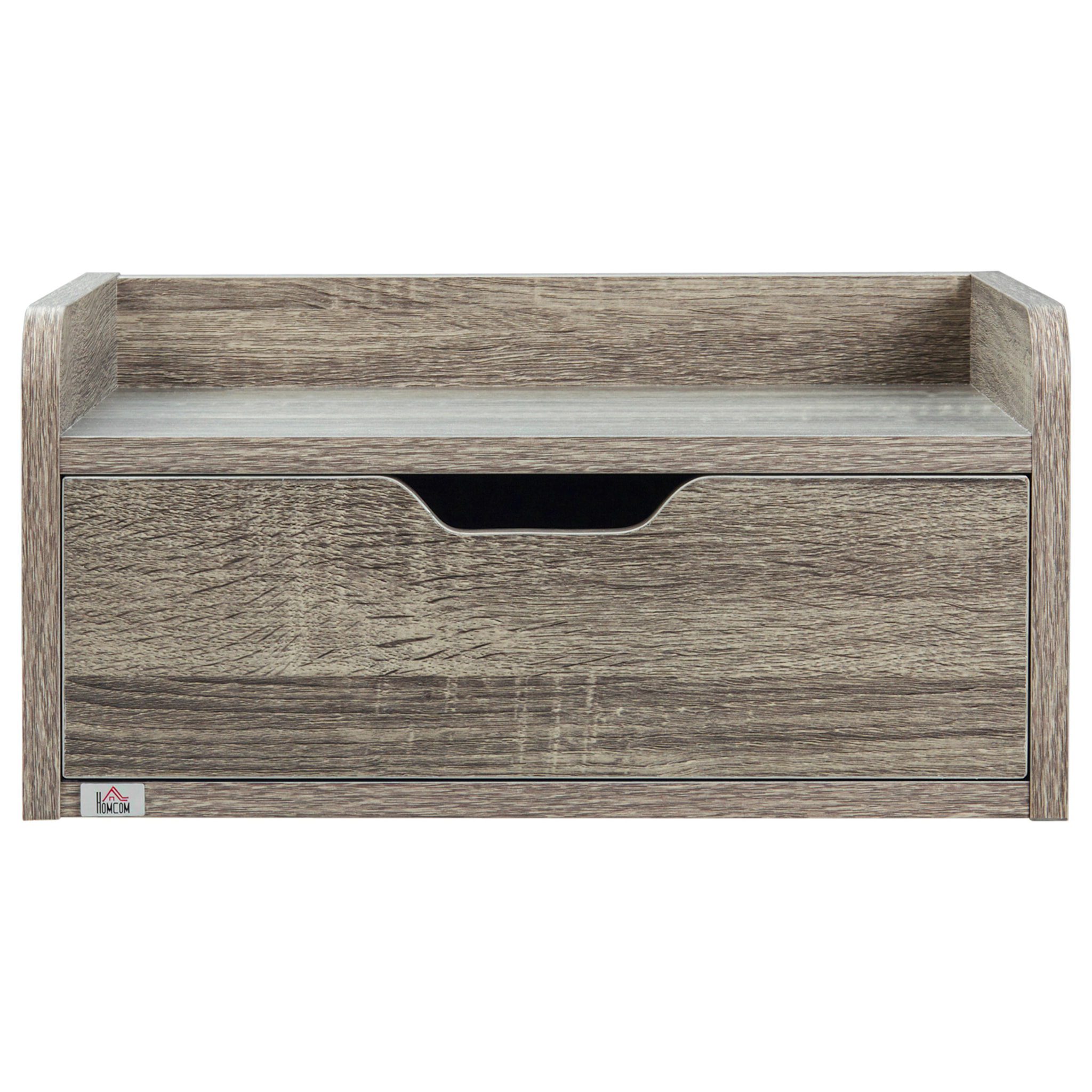 Lot de 2 chevets tables de nuit murales - tiroir coulissant, plateau - dim. 40L x 30l x 19H cm - panneaux aspect bois gris