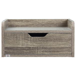 Lot de 2 chevets tables de nuit murales - tiroir coulissant, plateau - dim. 40L x 30l x 19H cm - panneaux aspect bois gris