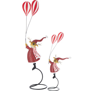 J-Line figurine Renne sur pied + Ballons - métal - rouge - small