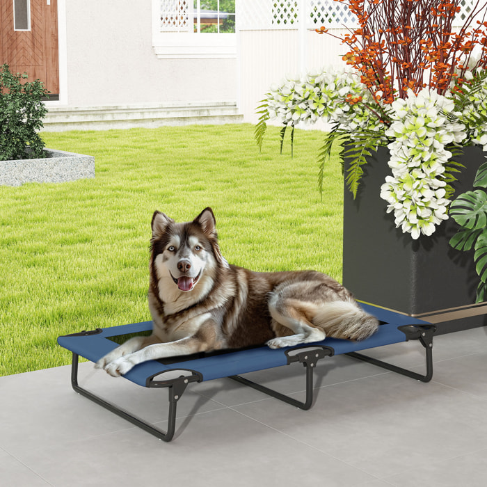 Transat pour animaux pliable - lit pour chien - lit à pieds pour chien dim. 107 x 61 x 20 cm - bleu