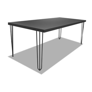 Tavolo da pranzo 160x90cm in legno e metallo con piedi triangolari e ripiano in colore nero