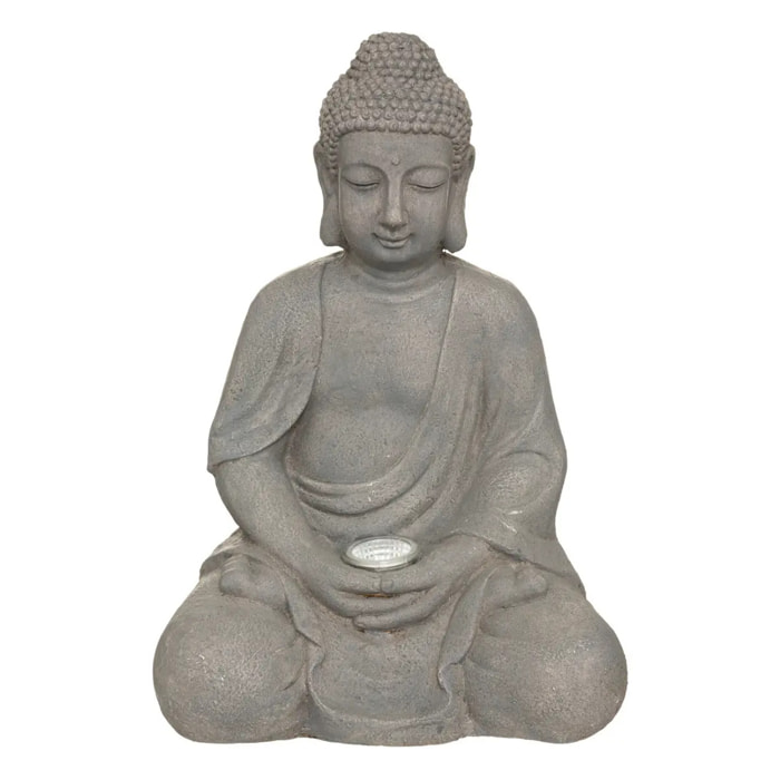 Lampe solaire "Bouddha" - gris ardoise H43 cm