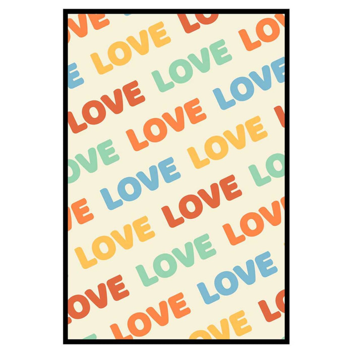 Affiche encadrée typographie LOVE colorée Affiche + cadre en métal - Noir
