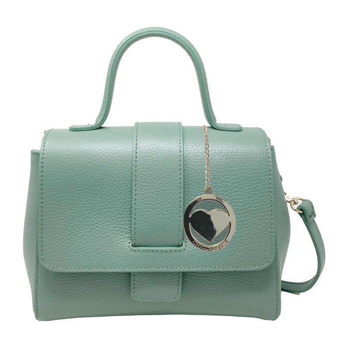 Chicca Borse - Borsa a Mano Donna in Vera Pelle - Colore Verde Chiaro
