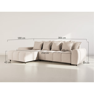 Adelaide - canapé d'angle réversible 4 places en tissu texturé - Beige