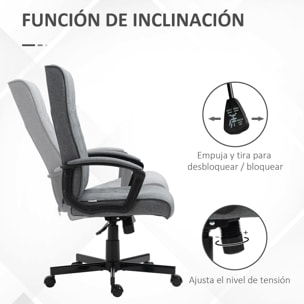 Silla de Oficina Giratoria Silla de Escritorio Basculante Tapizado en PU con Respaldo Alto y Altura Ajustable para Salón Oficina Carga 120 kg 65x72x102-112,5 cm Gris Oscuro