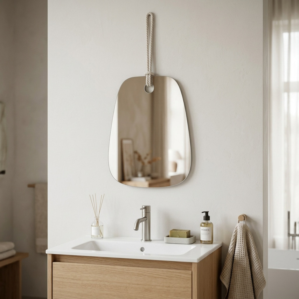 Miroir mural 56 x 71 cm avec suspension sur corde SAT (SATZLAN6071)