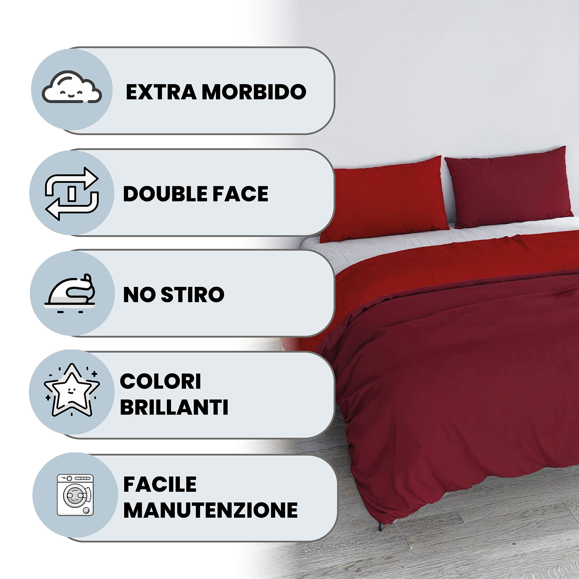 PARURE COPRIPIUMINO VERA - 100% Microfibra - Made in Italy