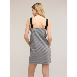 Motivi - Vestido corto de línea A con estampado vichy - Negro