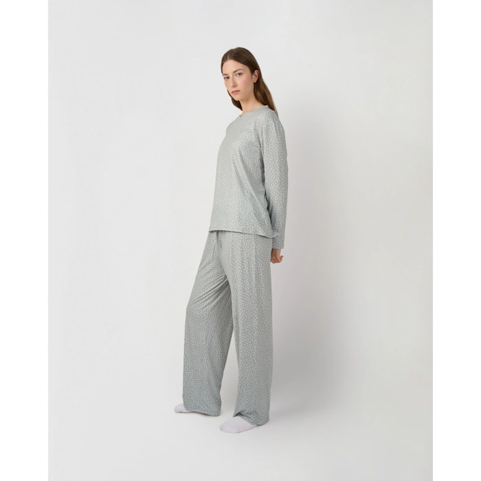 Pijama largo suave kente gris