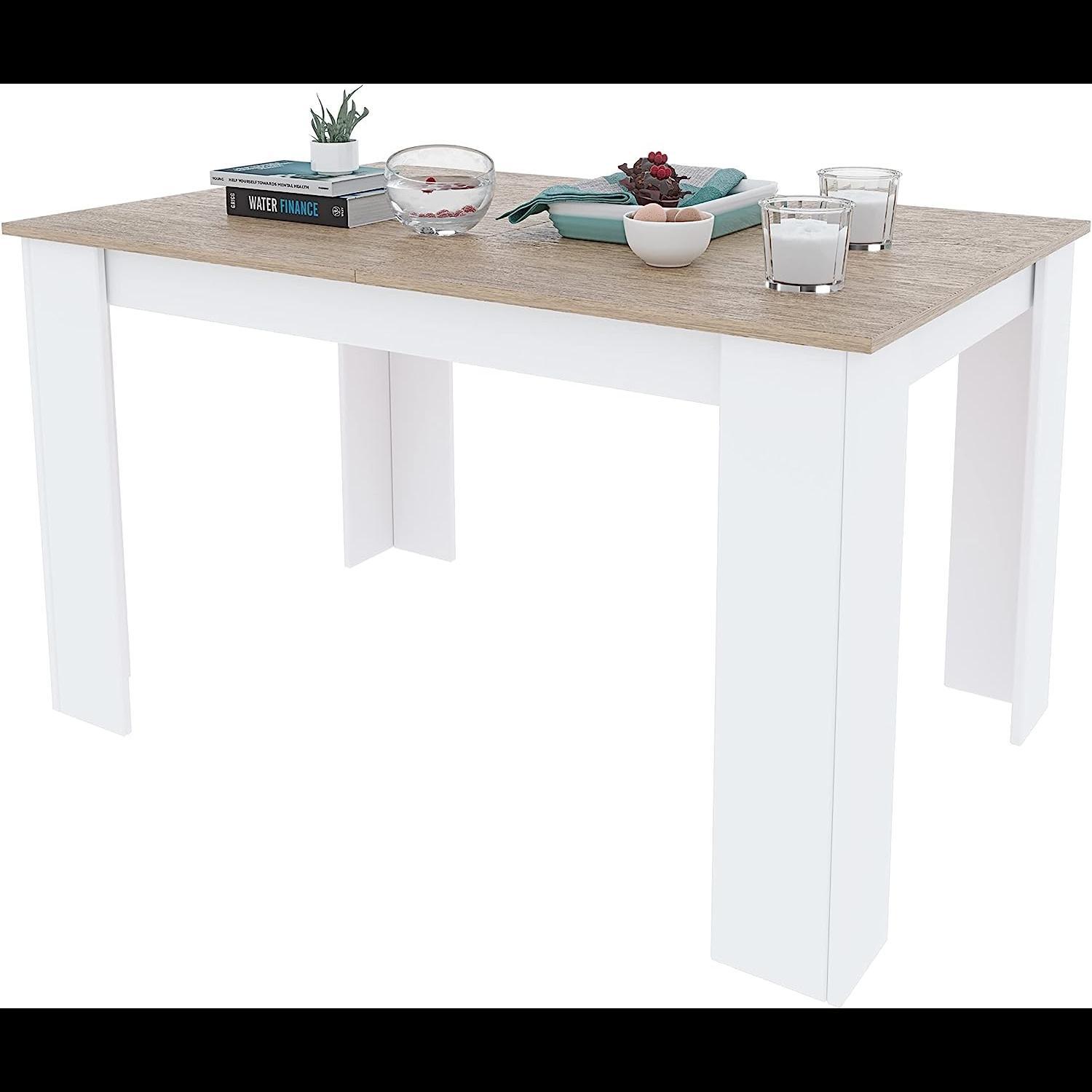 Tavolo da Pranzo Allungabile Estensibile Fino a 190 cm Tavolino Per 6 Persone Salotto Soggiorno Salone Design Moderno 190 x 78 x 90 cm Bianco Rovere