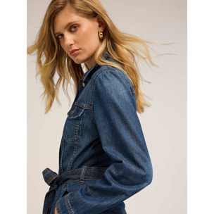 Motivi - Vestito chemisier in denim misto tencel - Blu