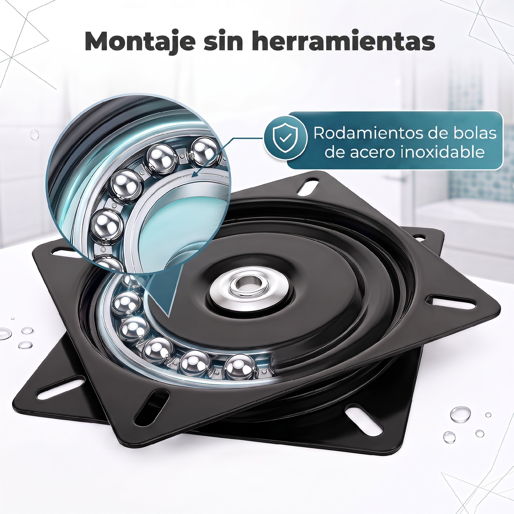 Silla Ducha Personas Mayores Giratorio 360°, Taburete Ducha con Marco de Aluminio, Altura Regulable en 5 Niveles, Antideslizante, Silla de Baño, Montaje Sin Herramientas, Carga 136 kg