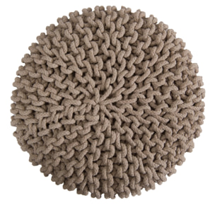Petit tabouret tricot en coton taupe - Lisa