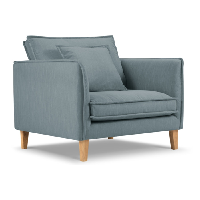 Fauteuil xl "Provence" en tissu structurel bleu