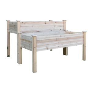 Jardinière sur pieds carré potager 2 étages dim. 115L x 114l x 76H cm inserts d'irrigation bois sapin naturel