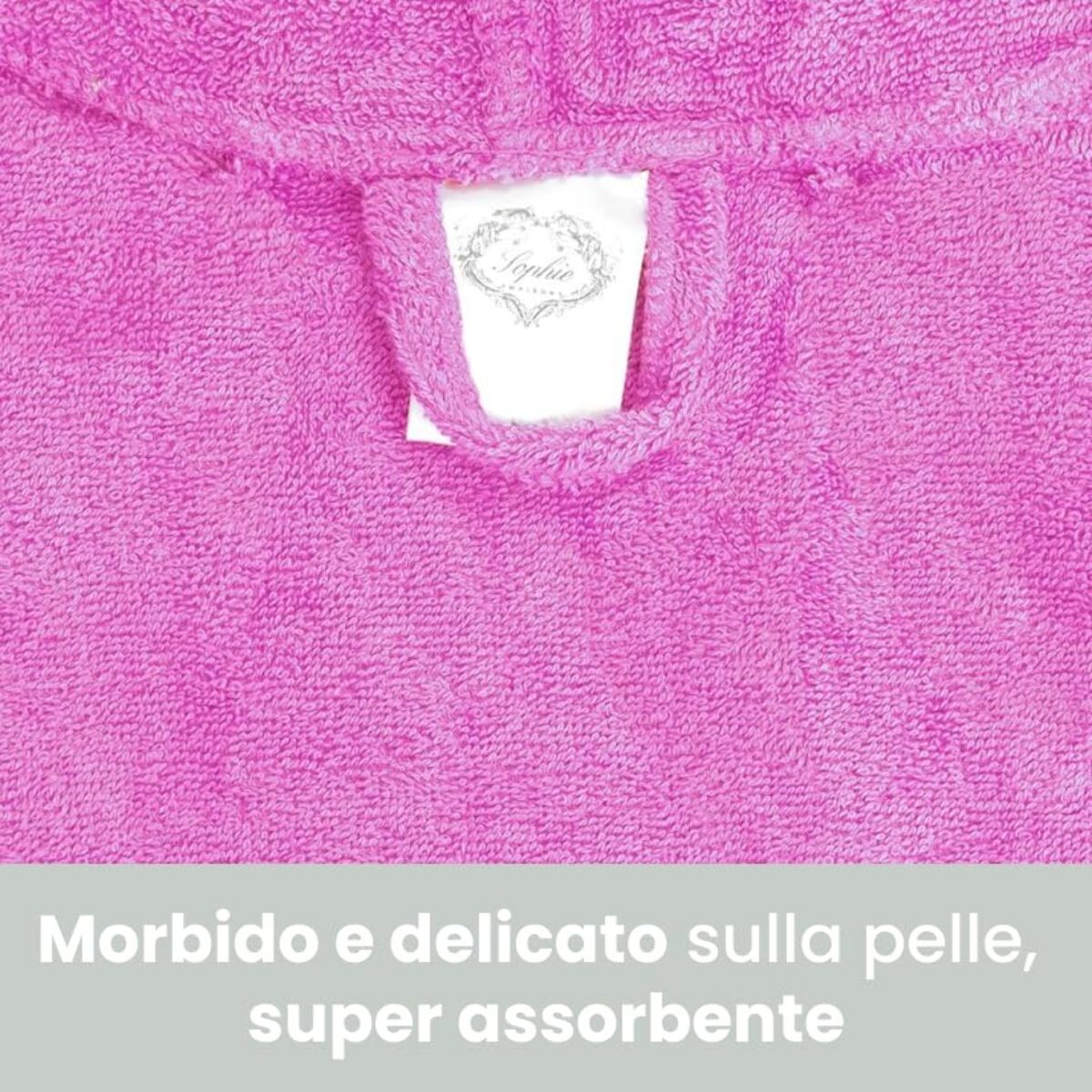 Accappatoio Bambino e Bambina, spugna di cotone, , Assorbente, Morbido, , Certificato Oeko-Tex. Fuxia