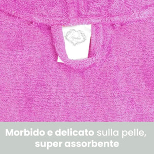 Accappatoio Bambino e Bambina, spugna di cotone, , Assorbente, Morbido, , Certificato Oeko-Tex. Fuxia