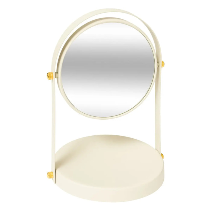 Miroir rond "Duo" pivotant ivoire