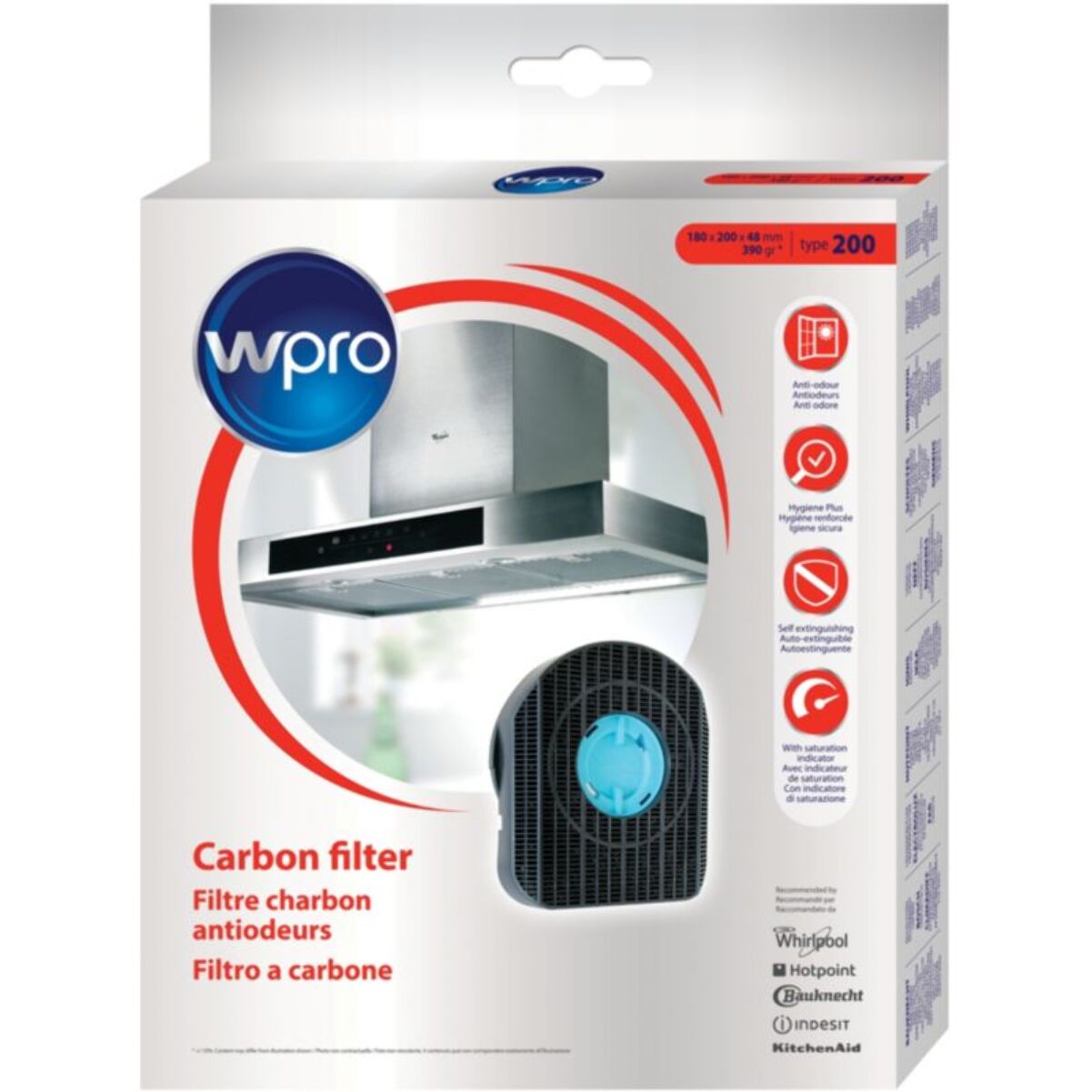 Filtre hotte WPRO CHF200/1