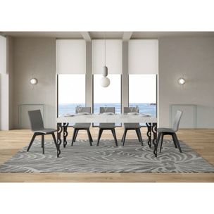 Table extensible 90x130/234 cm Karamay Premium Frêne Blanc cadre Anthracite