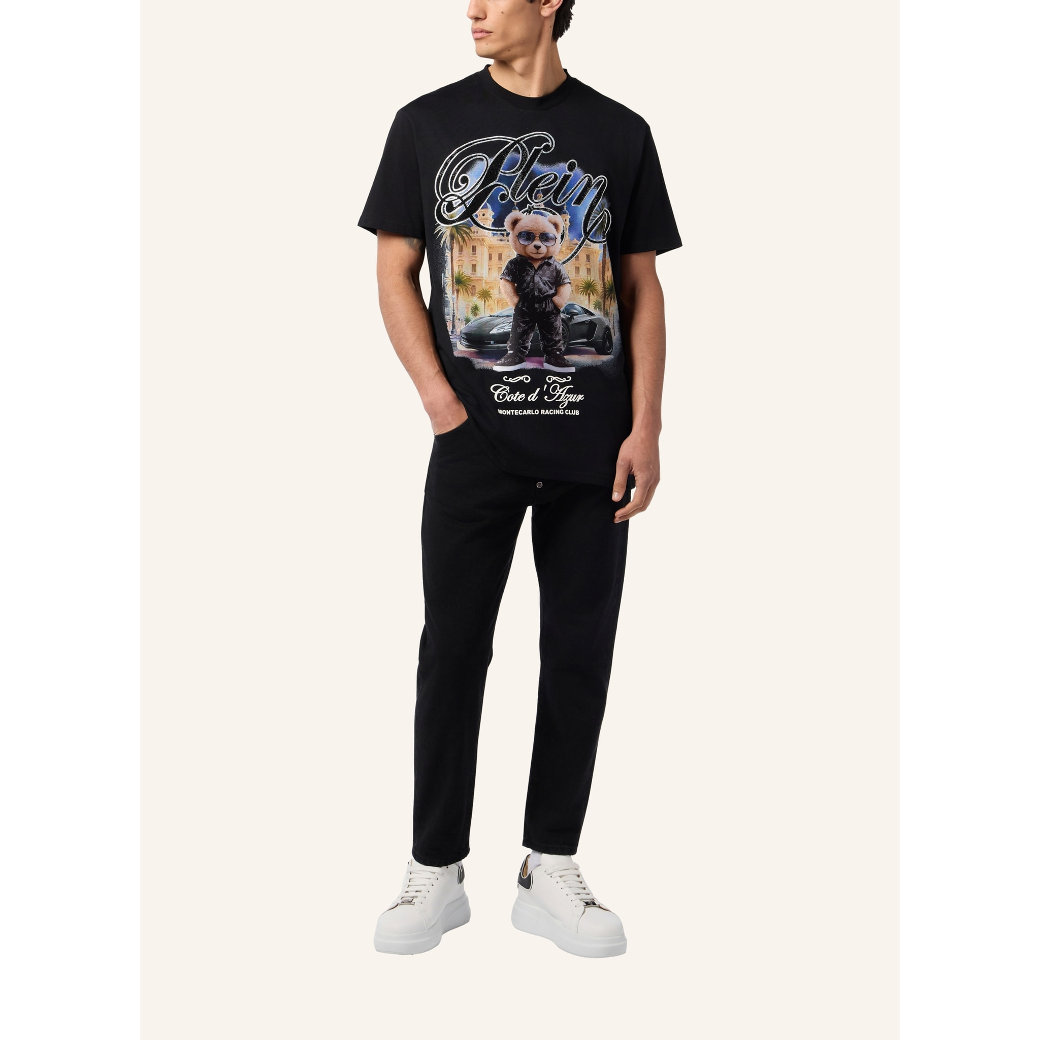 PHILIPP PLEIN Round Neck T-Shirt Teddy Racing
