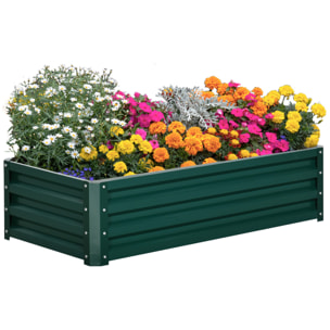 Jardinera Elevada de Acero Galvanizado Huerto Urbano para Cultivar Plantas Flores Hierba Macetero Exterior Rectangular con Fondo Abierto 120x60x30,5 cm Verde