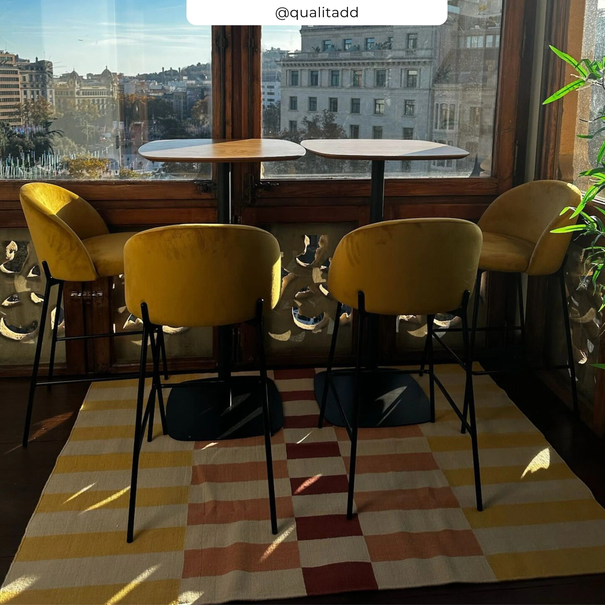 Lot de 2 chaises pour îlot central 66 cm en velours jaune moutarde - Karl