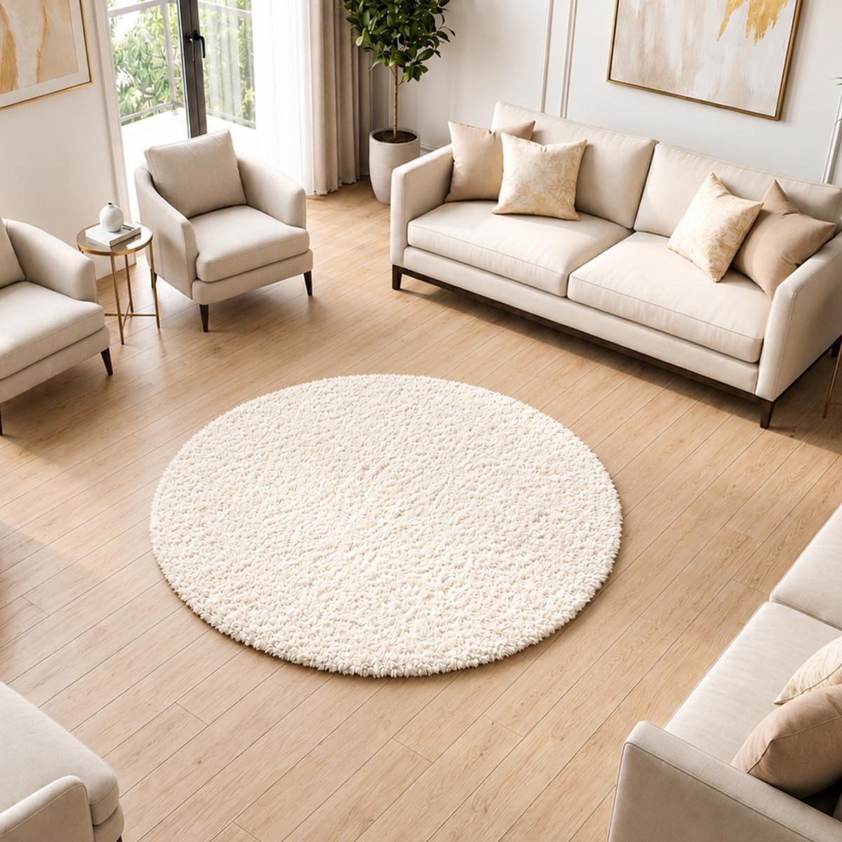 Tapis shaggy tissé motif uni KAFI