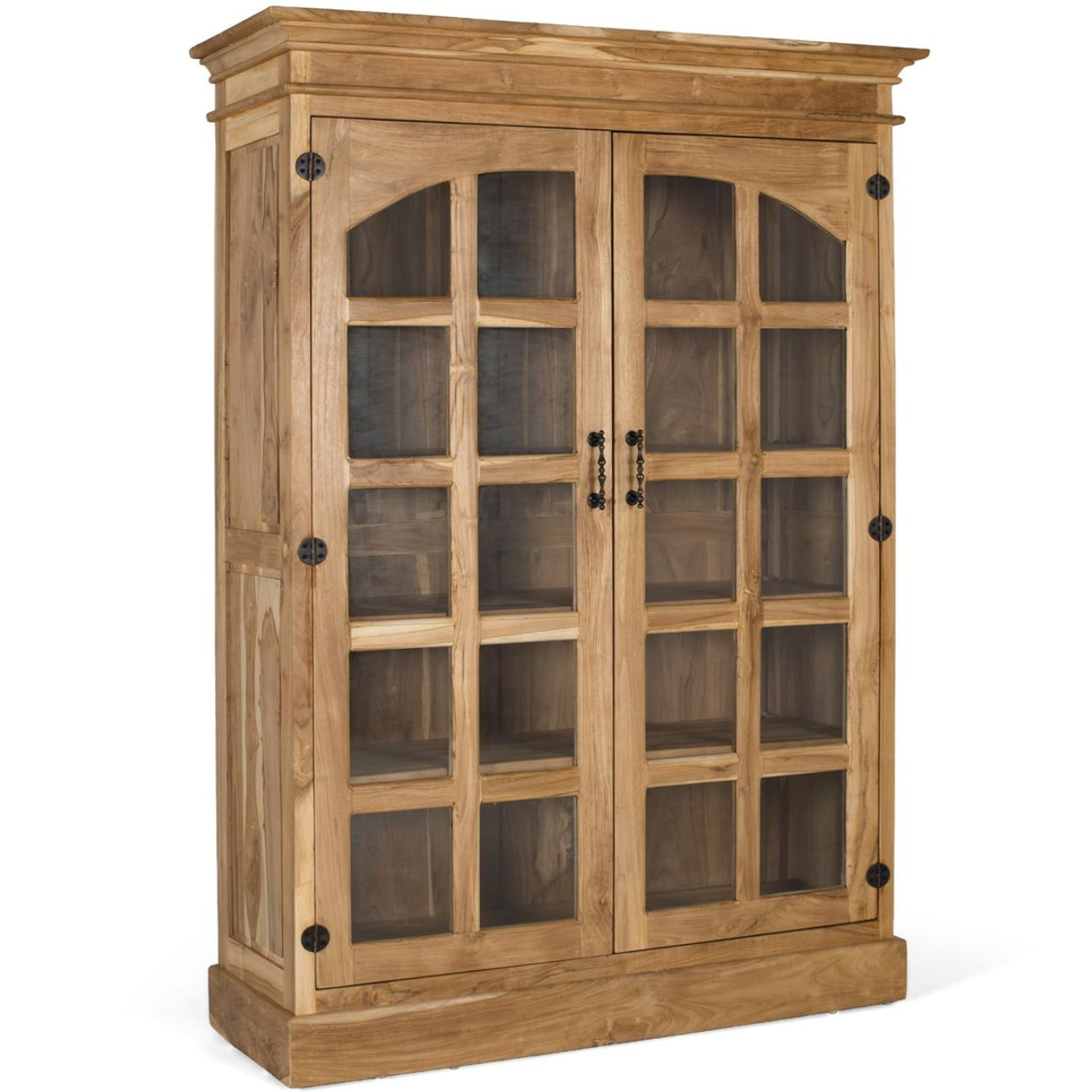 Vitrine en bois de teck 130 cm style rustique