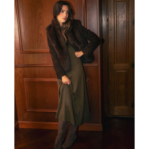 Vestido de punto con piezas evasé de mujer