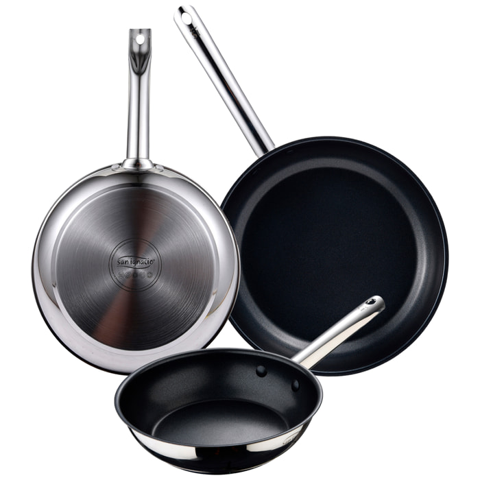 Set 3 sartenes 20/24/28 cm. en acero inoxidable, colección NOREN San Ignacio