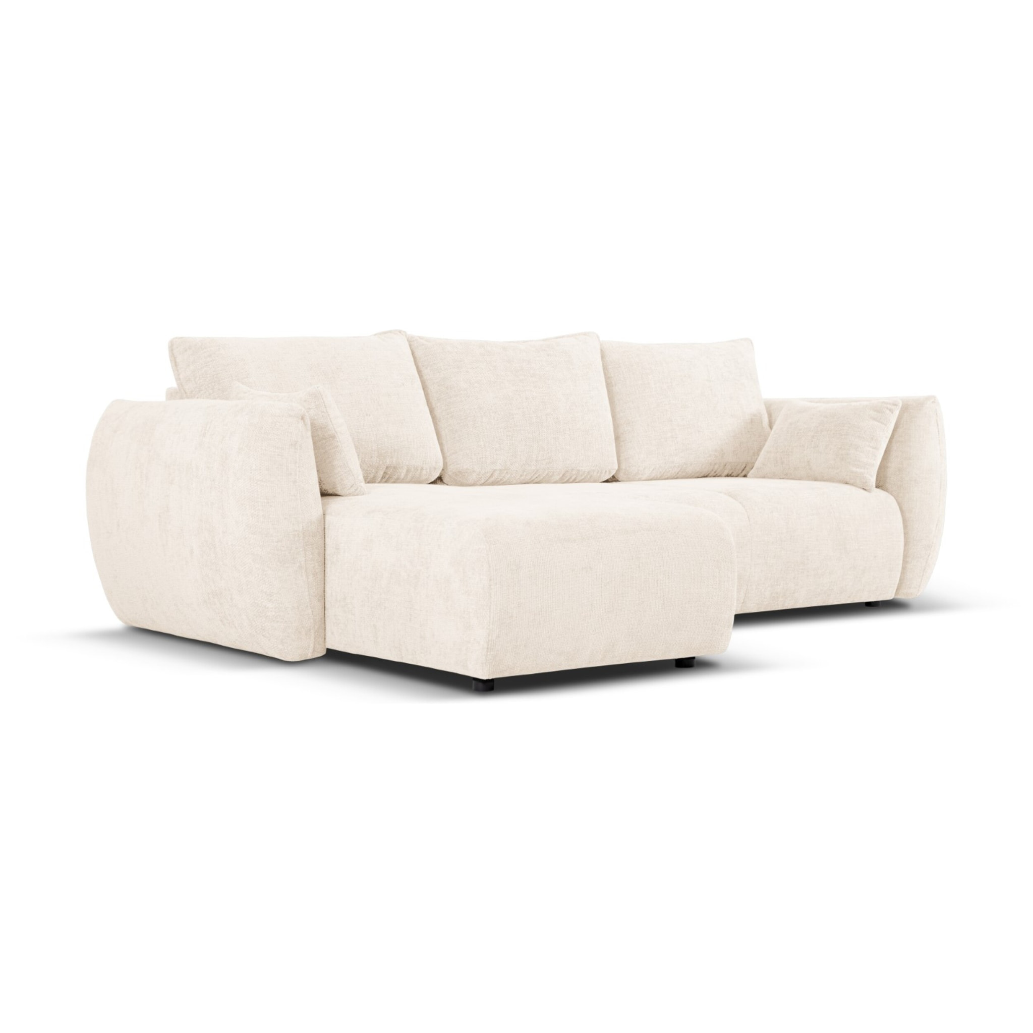 Canapé d'angle gauche convertible avec coffre de rangement "Matera" 4 places en chenille beige clair
