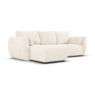 Canapé d'angle gauche convertible avec coffre de rangement "Matera" 4 places en chenille beige clair
