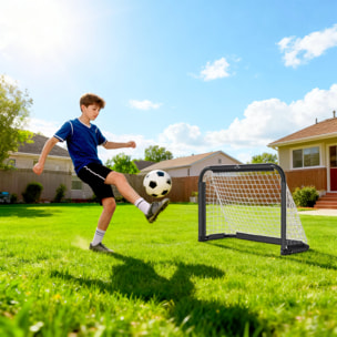 Set de 2 Porterías Plegables de Fútbol Puertas de Fútbol Portátil con Soporte de Metal y Red para Entrenamiento en Jardín Aire Libre 90x36x60 cm Negro