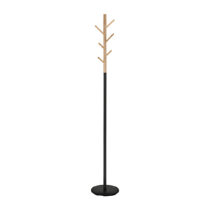 Perchero Bosquet madera-metal roble-negro 178x28x28 cm