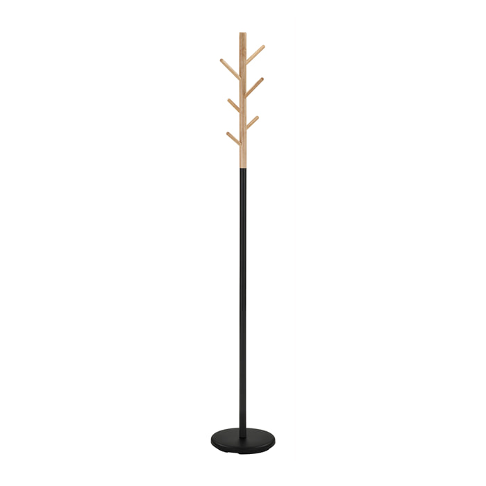 Perchero Bosquet madera-metal roble-negro 178x28x28 cm