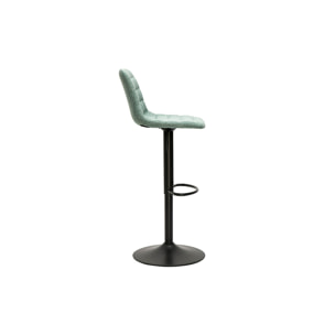 Tabourets de bar réglables en tissu effet velours texturé céladon et métal (lot de 2) SAURY