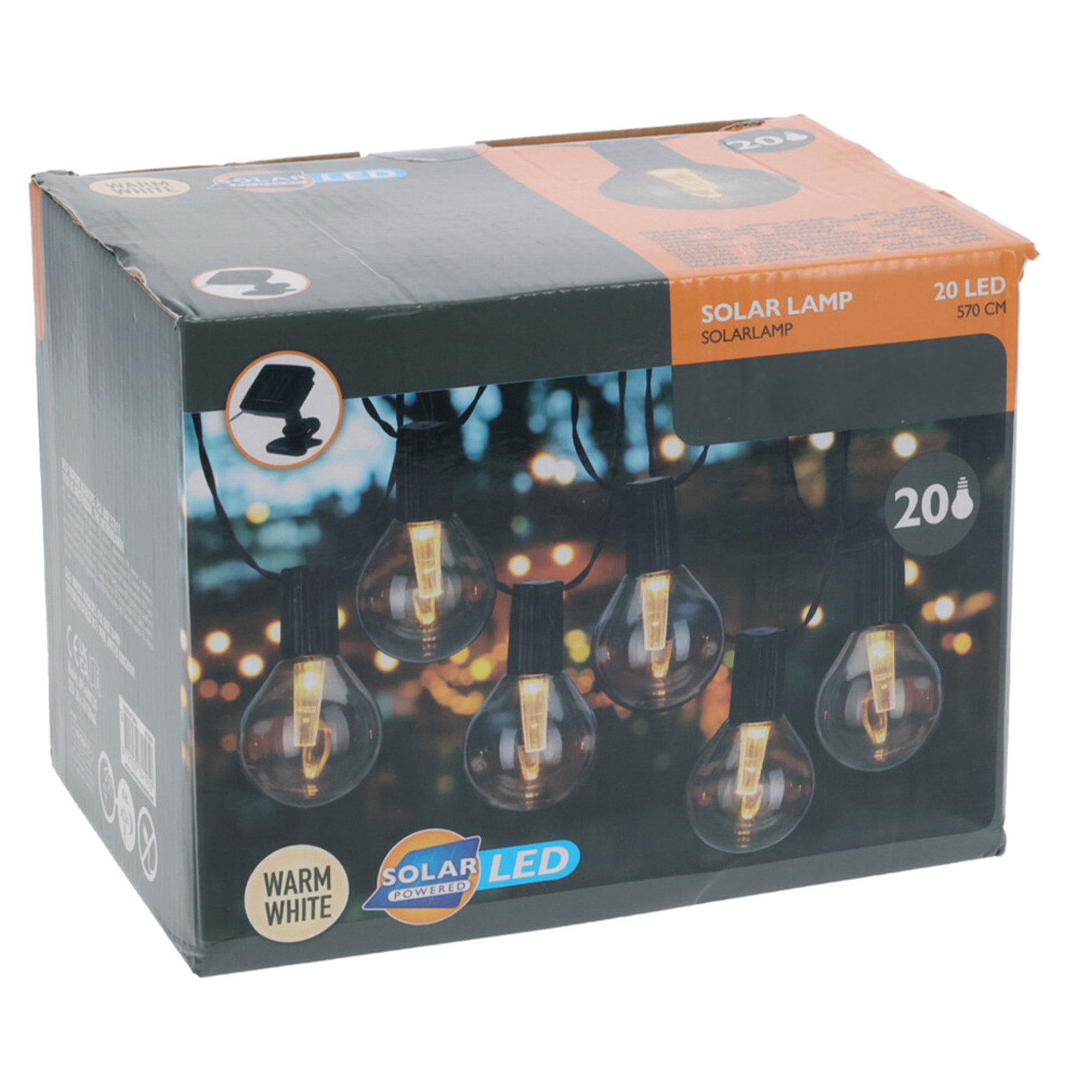 Set de luces led blancas cálidas de fiesta grises - panel solar y batería recargable incluida