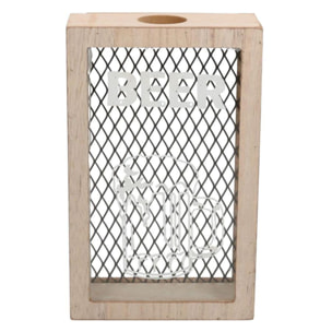 Portatappi da birra in legno Estia con rete nero cm15x6,5h24