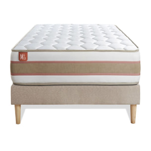 Somier+Colchón Muelles ensacados y espuma viscoelástica - Kit de base de cama - Beige - Le Délicat
