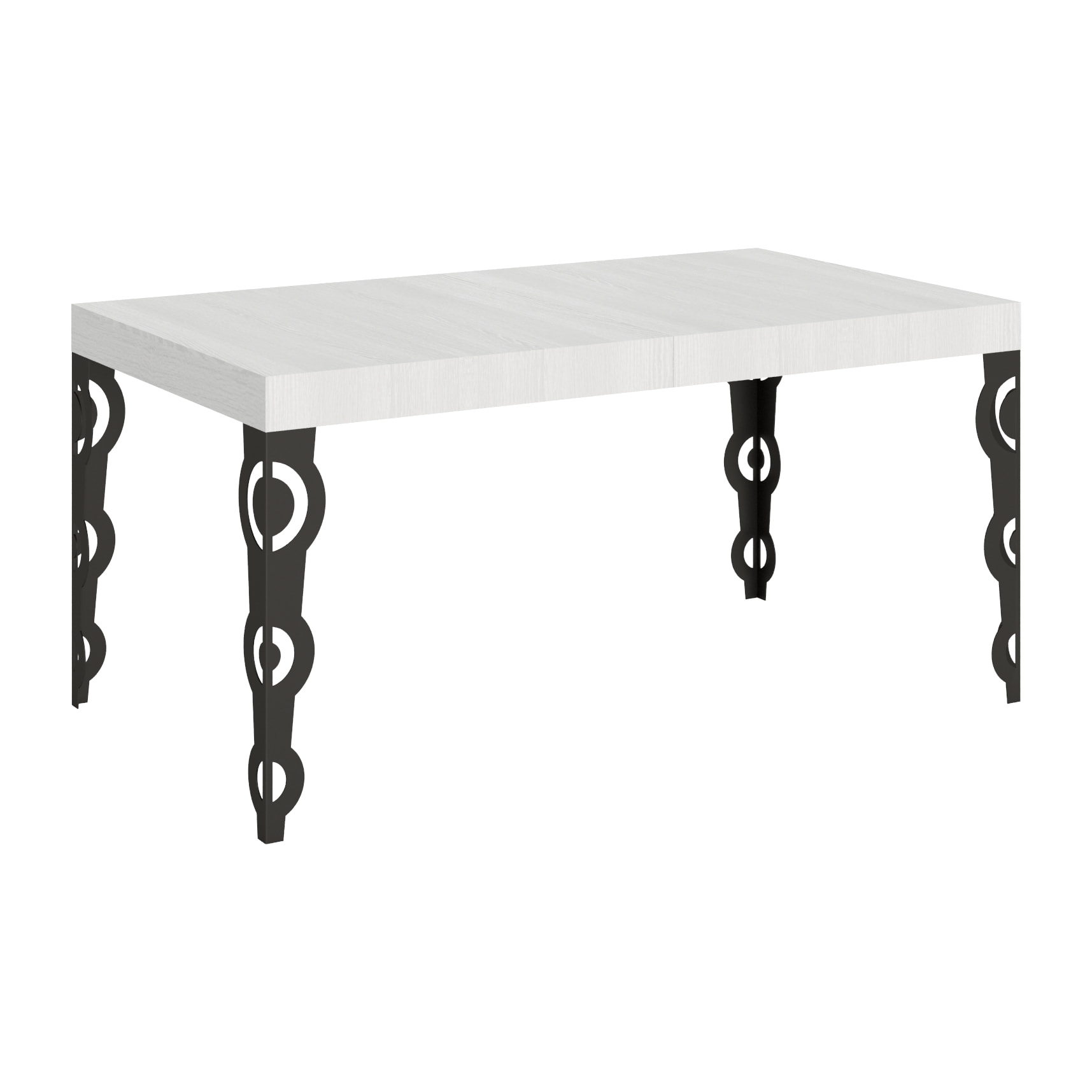 Table extensible 90x160/264 cm Karamay Frêne Blanc cadre Anthracite