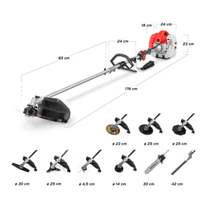 Herramienta multifunción gasolina 2 tiempos 5cv, 65cc Greencut GM650X-9