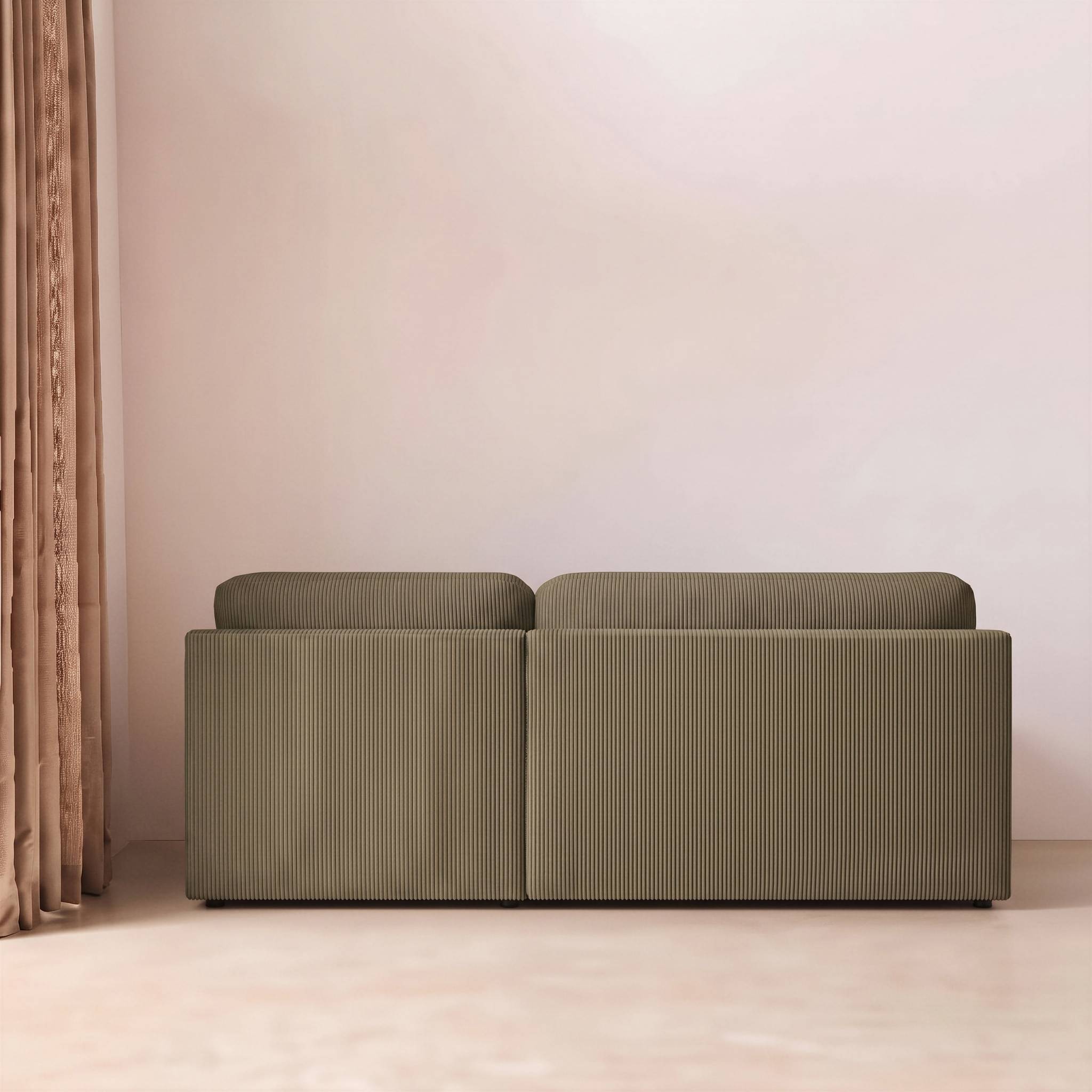 Banquette canapé d'angle droit convertible 3 places velours côtelé avec coffre NELSON