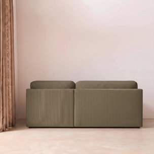Banquette canapé d'angle droit convertible 3 places velours côtelé avec coffre NELSON