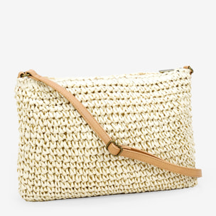 Bolso bandolera de rafia beige