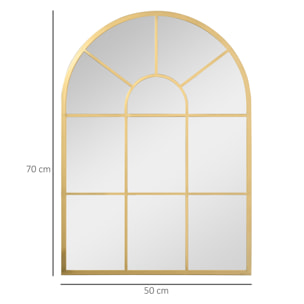 HOMCOM Espejo Decorativo de Pared 50x70 cm Espejo de Ventana de Metal para Salón Dormitorio Entrada Estilo Moderno Dorado